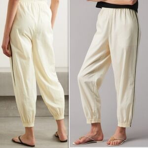 Tory Burch Piped Cotton-voile Track Pants - ivory